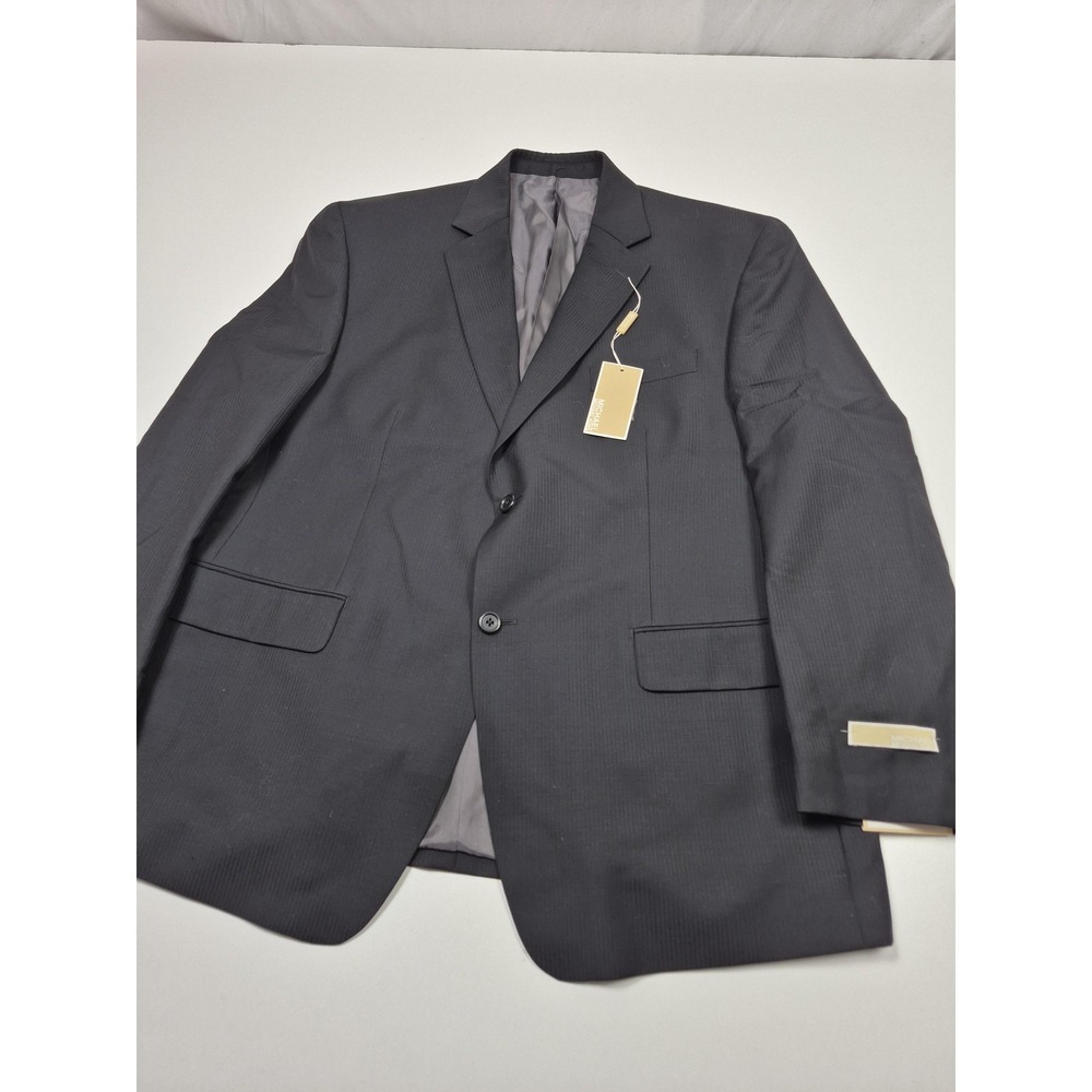 MICHAEL Michael Kors Suit Jacket Mens 44 Short Black Wool Herringbone NWT